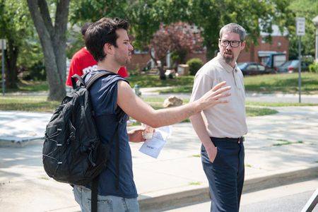 writer director David Andalman w/ Leo Fitzpatrick on AMERICAN MILKSHAKE