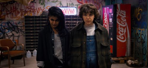 Millie Bobby Brown and Linnea Berthelsen in Stranger Things (2016)