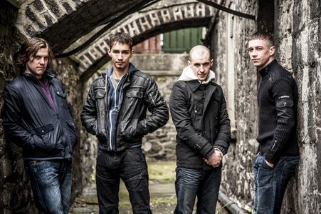 Peter Coonan, Robert Sheehan, Tom Vaughan-Lawlor, and Killian Scott in Love/Hate (2010)