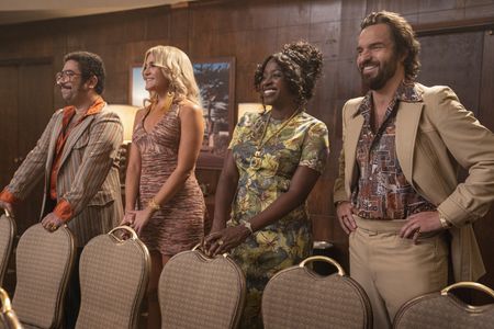 Idara Victor, Jake Johnson, Jessica Lowe, and Oscar Montoya in Minx (2022)