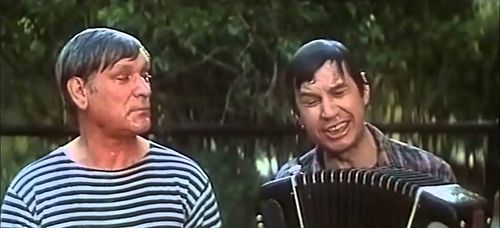 Georgiy Burkov and Pyotr Velyaminov in Otstavnoy kozy barabanshchik (1982)