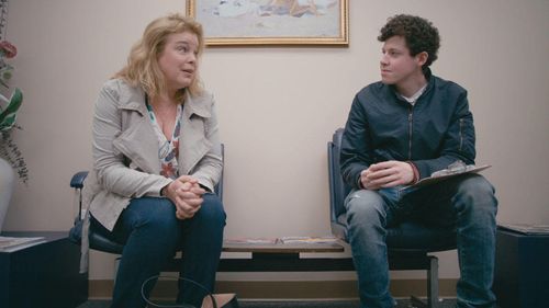 Catherine Curtin and Adam Langdon in Peter has to go to the Doctor (2020)