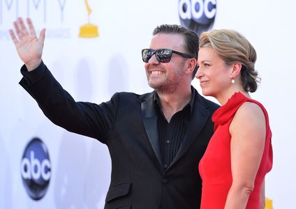 Jane Fallon and Ricky Gervais at an event for The 64th Primetime Emmy Awards (2012)