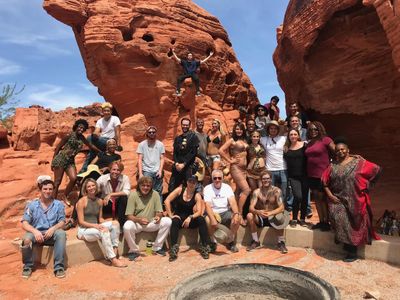 Cast and crew of WHEN WOMEN RULE THE WORLD on set