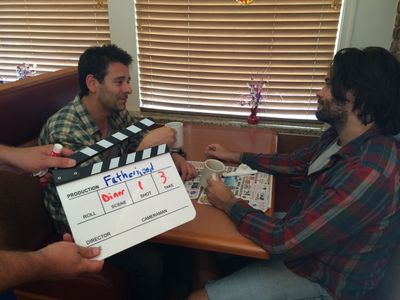 Gaël Zaks with Dan Poppke shooting 'The road to fatherhood' directed by Justin Pigeon, on location in Royersford Pensylv