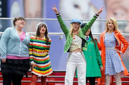 Lea Michele, Ashley Fink, Dianna Agron, Jenna Ushkowitz, and Heather Elizabeth Morris at an event for Glee (2009)