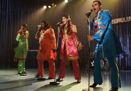 Melissa Benoist, Blake Jenner, Jacob Artist, and Alex Newell in Glee (2009)