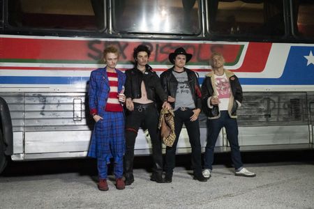 Jacob Slater, Toby Wallace, Louis Partridge, Anson Boon, and Rebecca Brenneman in Pistol (2022)