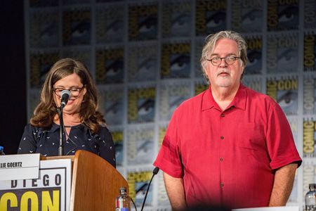 Matt Groening and Allie Goertz at an event for Disenchantment (2018)