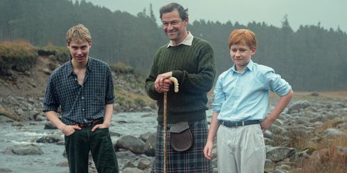 Dominic West, Fflyn Edwards, and Rufus Kampa in The Crown: Two Photographs (2023)