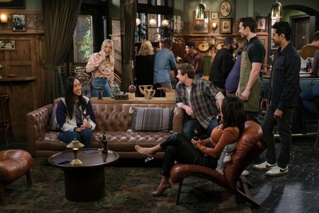 Hilary Duff, Francia Raisa, Suraj Sharma, Tien Tran, and Tom Ainsley in How I Met Your Father (2022)