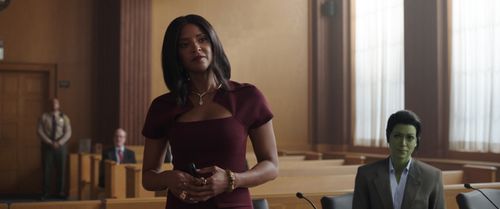Renée Elise Goldsberry, Tatiana Maslany, and Malia Arrayah in She-Hulk: Attorney at Law (2022)