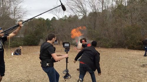 Taylor filming.