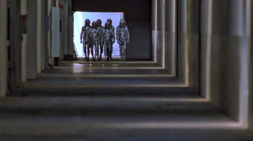Ed Harris, Lance Henriksen, Dennis Quaid, Scott Glenn, Charles Frank, Scott Paulin, and Fred Ward in The Right Stuff (19