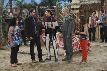 Brendan Hunt, Calum Worthy, Raini Rodriguez, and Ross Lynch in Austin & Ally (2011)