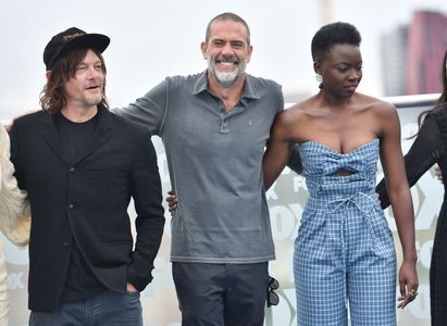 Norman Reedus, Jeffrey Dean Morgan, Angela Kang, and Danai Gurira at an event for The Walking Dead (2010)