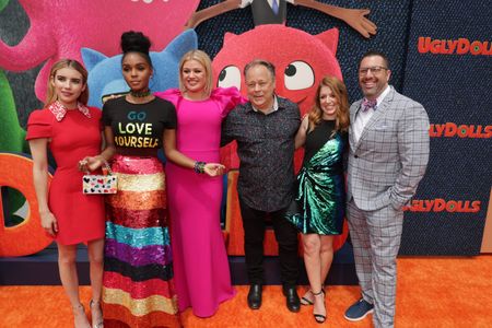Kelly Asbury, Christopher Lennertz, Emma Roberts, Alison Peck, Kelly Clarkson, and Janelle Monáe at an event for UglyDol