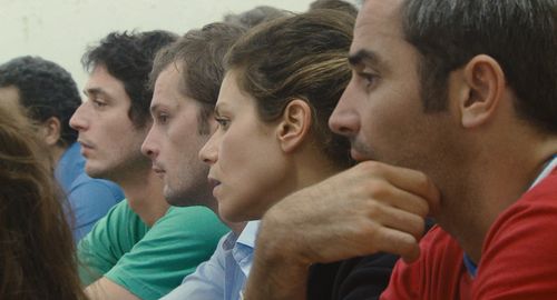Jérémie Elkaïm, Nicolas Duvauchelle, Marina Foïs, and Arnaud Henriet in Polisse (2011)
