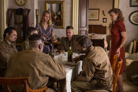Brad Pitt, Shia LaBeouf, Logan Lerman, Michael Peña, Jon Bernthal, Anamaria Marinca, and Alicia von Rittberg in Fury (20