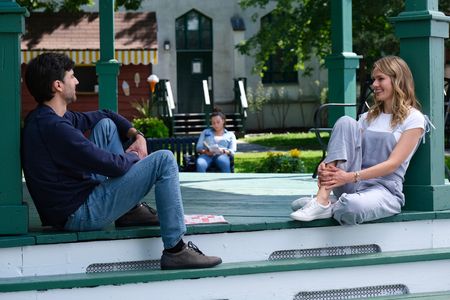 Tori Anderson and Kristopher Turner in You May Kiss the Bridesmaid (2021)