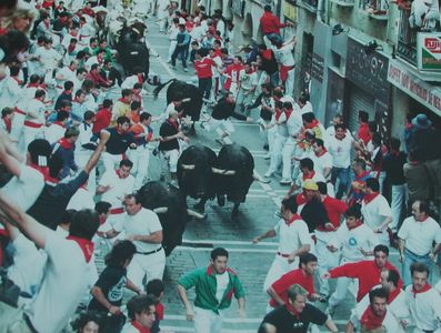 Running with the Bulls in Pamplona, Spain 2001