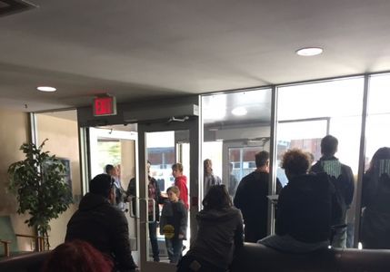 On set at Sheridan College for Flint