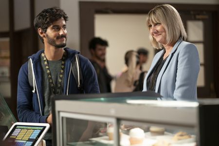 Kerri Kenney and Kais Boukthir in The Sex Lives of College Girls (2021)