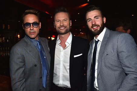 Robert Downey Jr., Brian Tyler, and Chris Evans at an event for Avengers: Age of Ultron (2015)