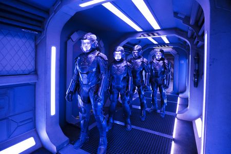 Mpho Koaho, Sarah Allen, Dewshane Williams, and Frankie Adams in The Expanse (2015)