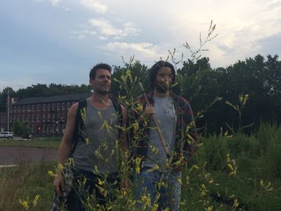 Gaël Zaks with Dan Poppke shooting 'The road to fatherhood'directed by Justin Pigeon, on location in Royersford Pensylva