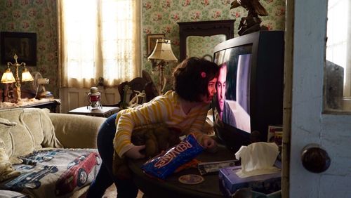 Still of Tenea Intriago on the set of the Lifetime Original Movie, 'Mother of the Year'.