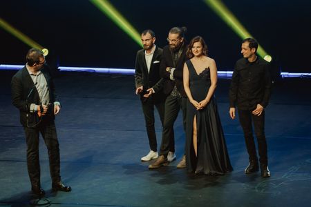 The Christmas Gift crew on Gopo Awards 2019” stage. Winners of Best Short