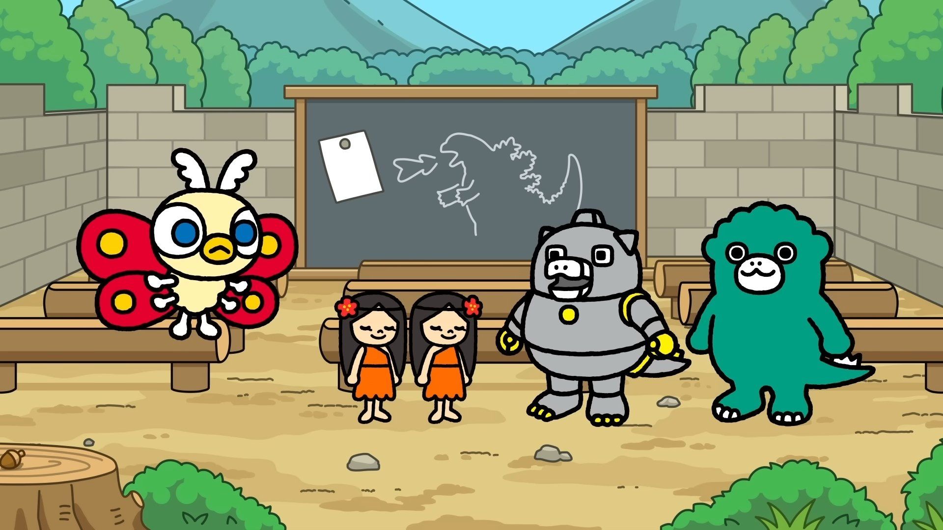 Chibi Godzilla Raids Again background