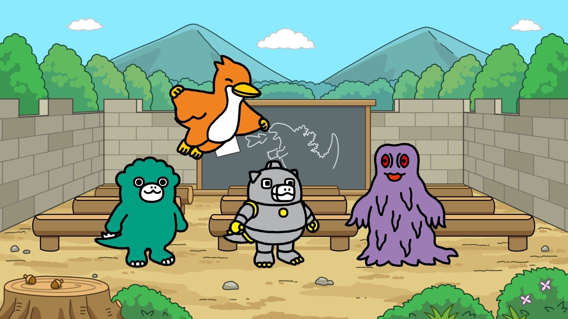 Chibi Godzilla Raids Again background