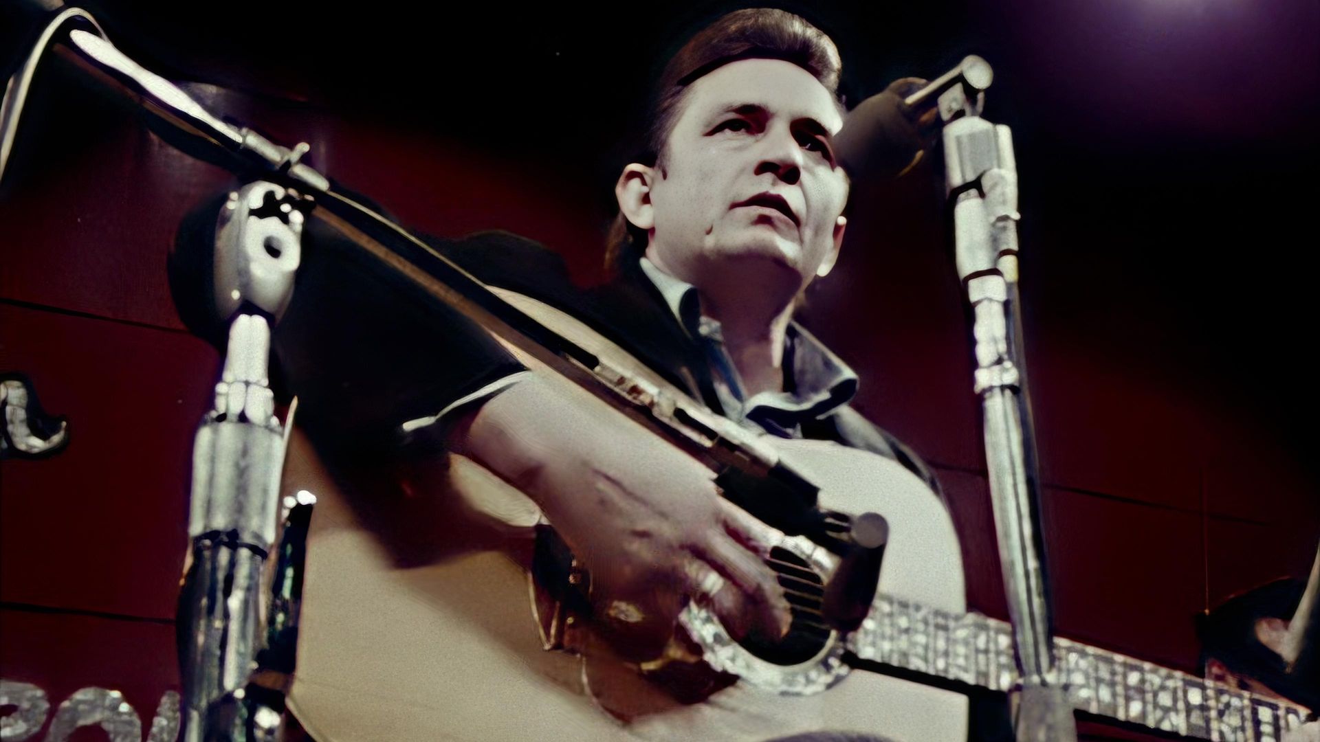 Johnny Cash in San Quentin background