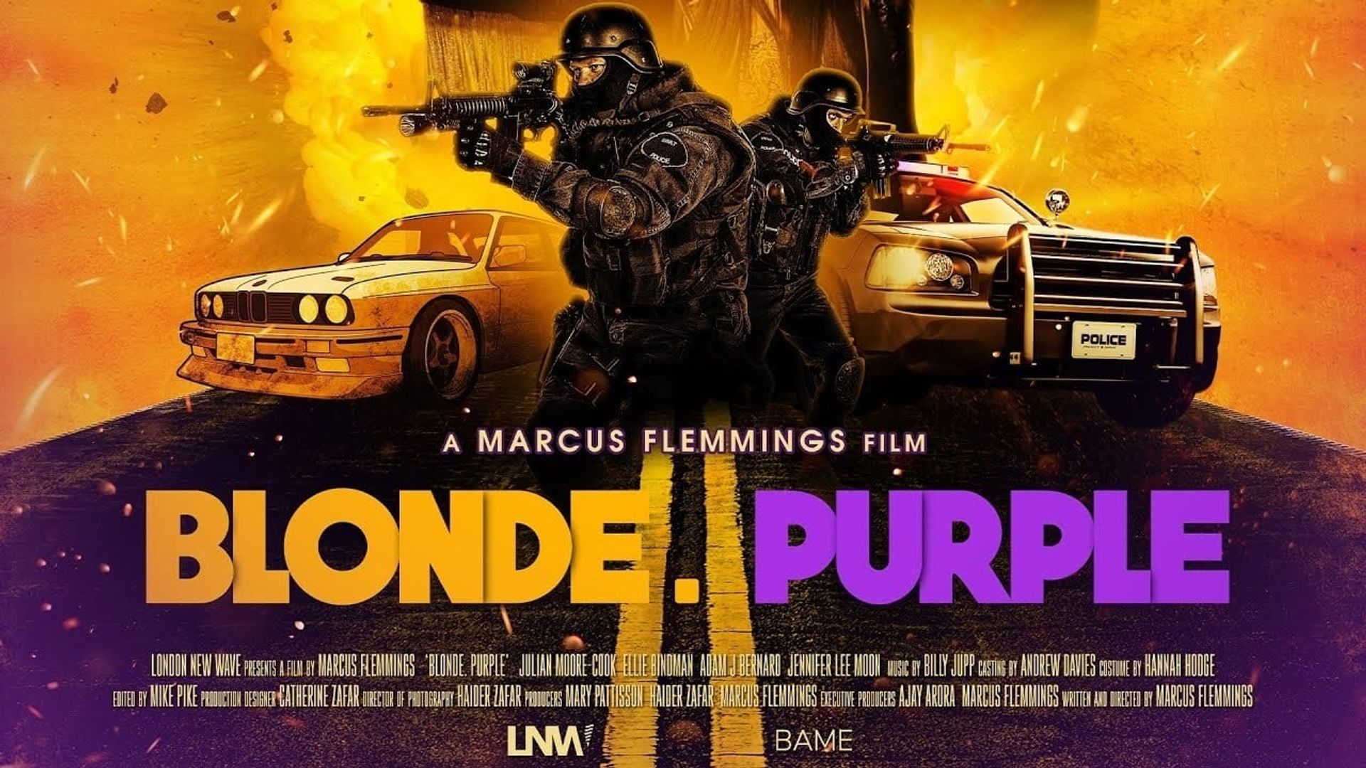 Blonde. Purple background