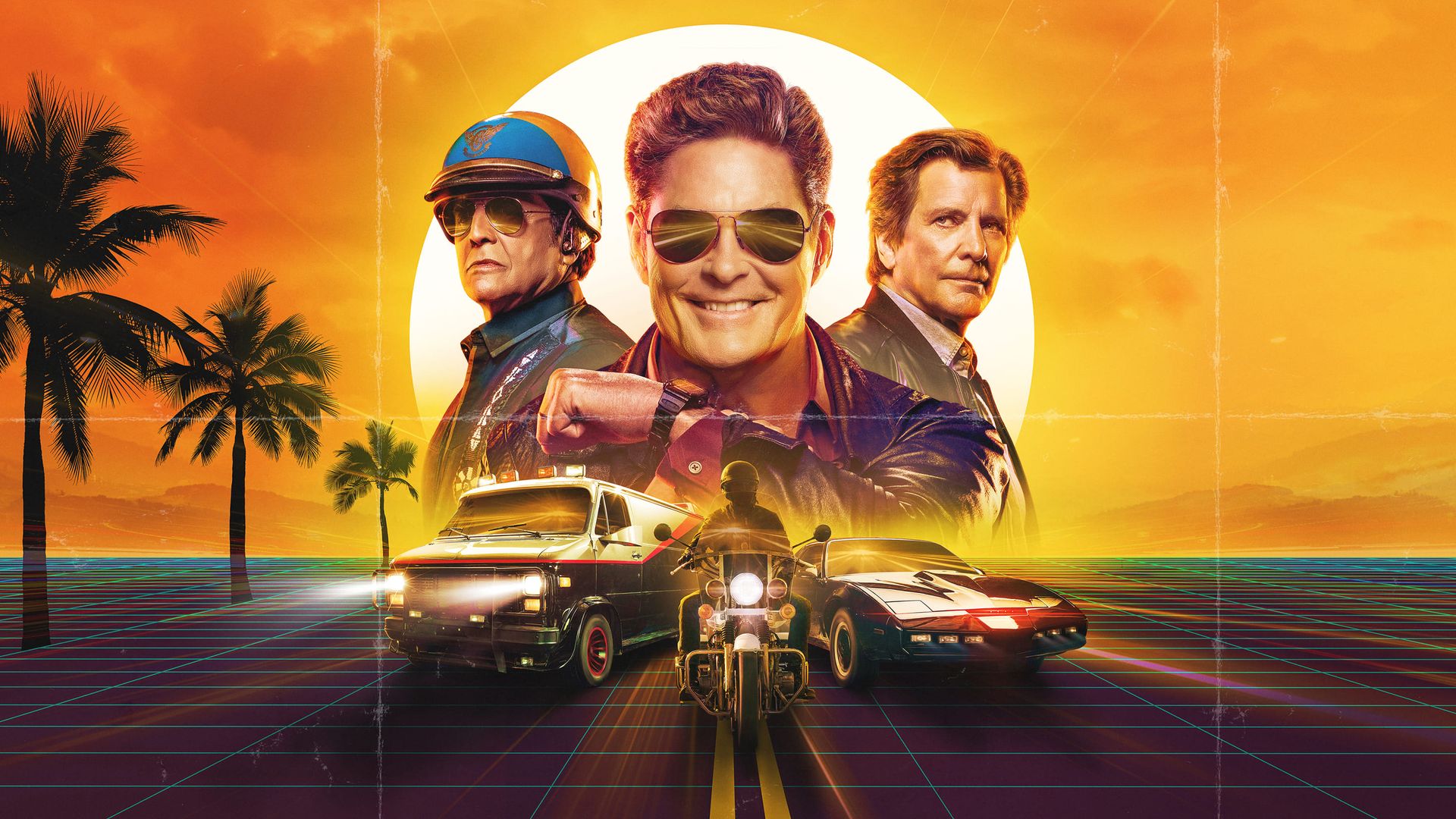 Battle of the 80s Supercars with David Hasselhoff background