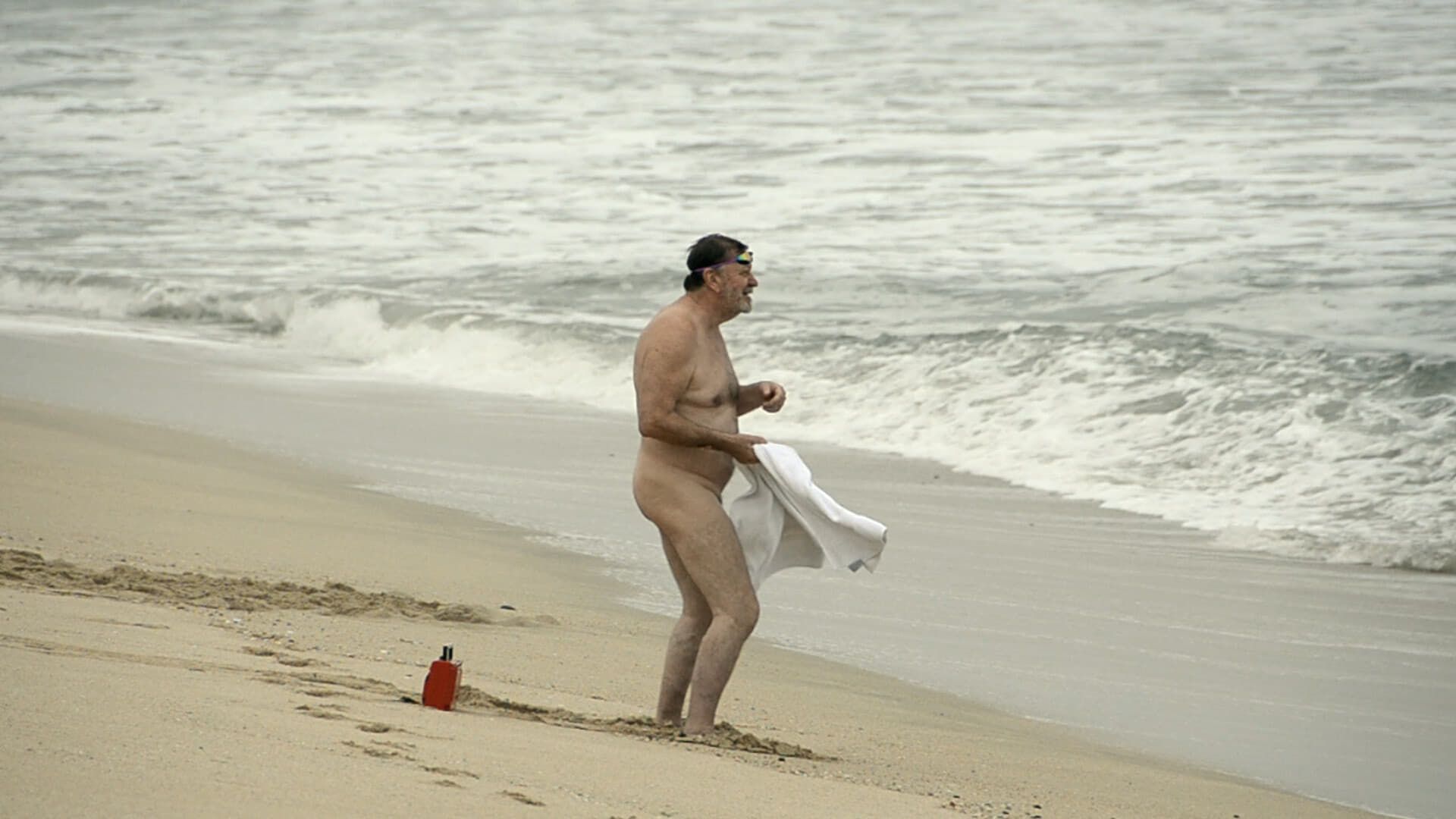 European Man... American Beach background