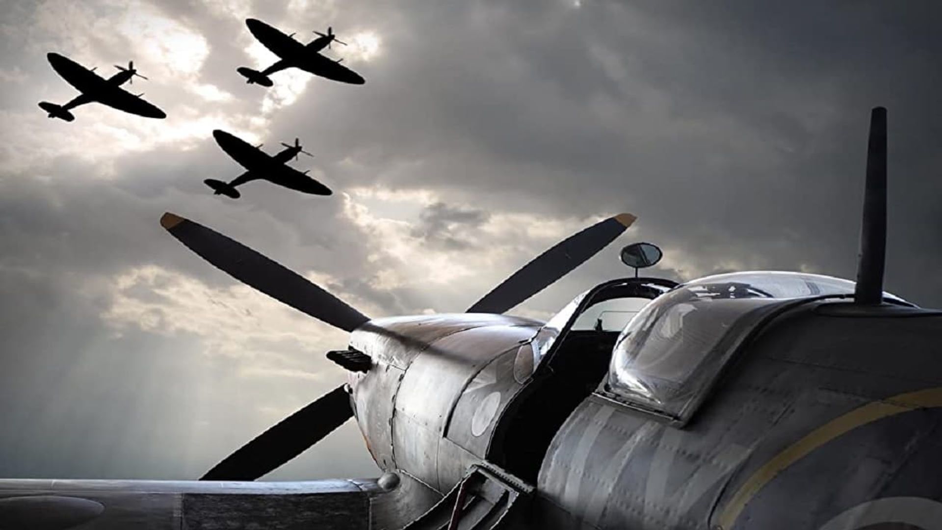 Fighters of WWII: Spitfire, Mustang, and Messerschmitt background