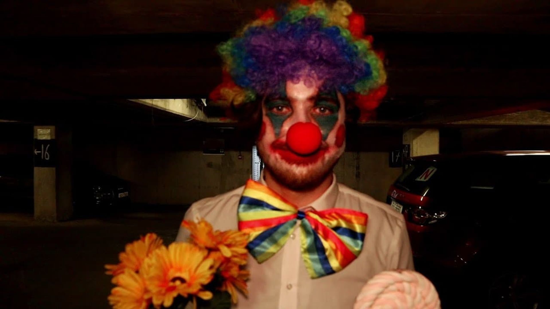 Untitled Spooky Clown in A Car Park Movie background