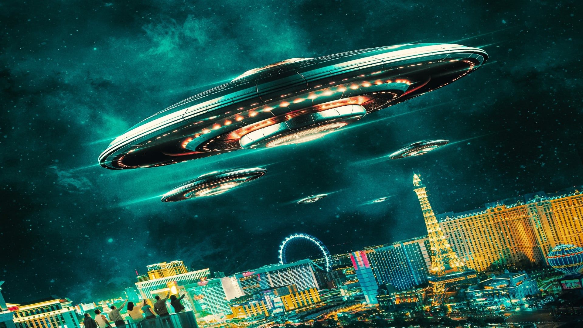 Aliens Uncovered: UFOs over Vegas background