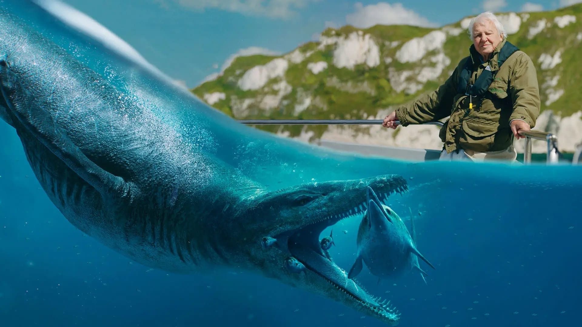 Attenborough and the Jurassic Sea Monster background