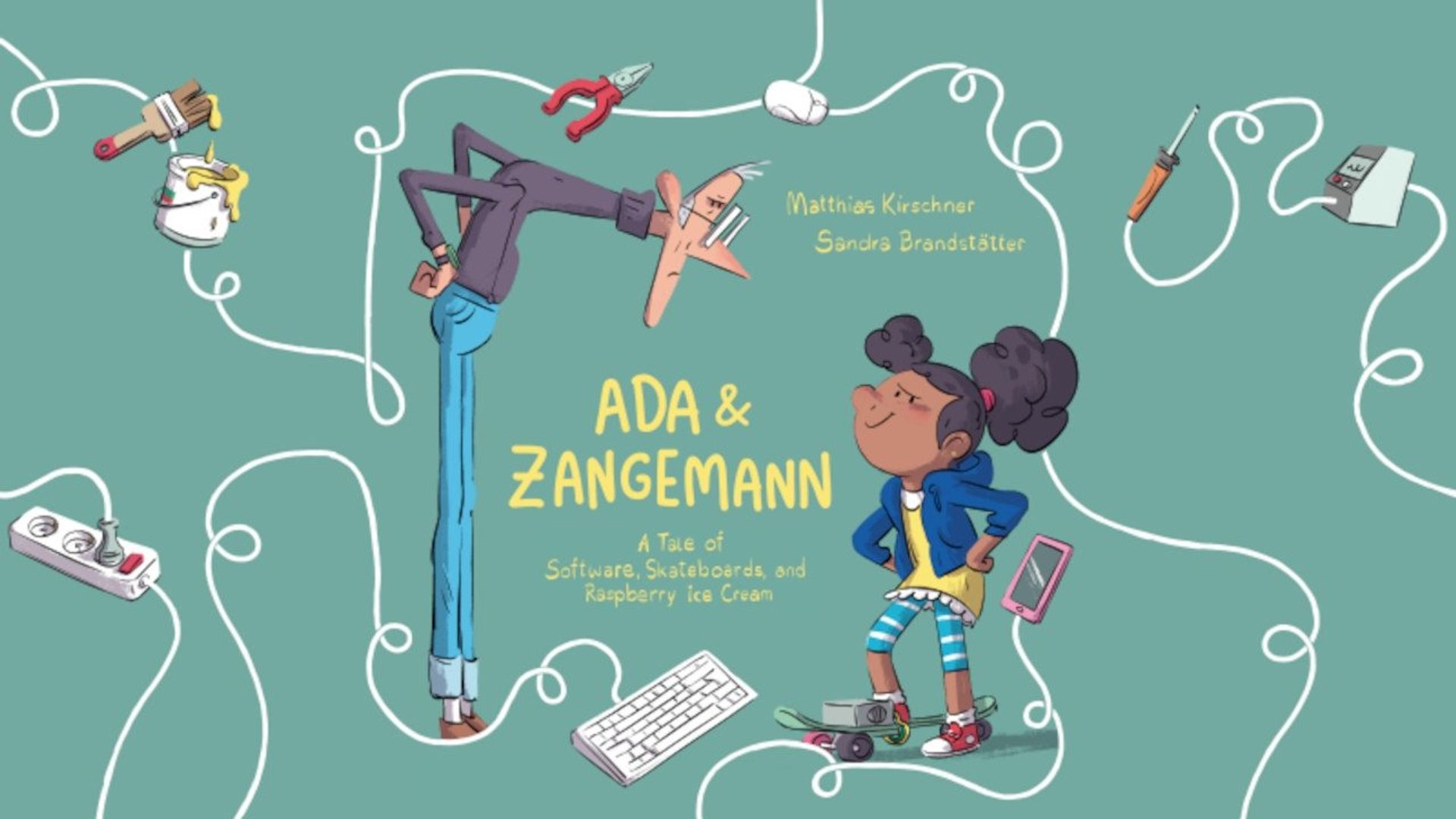 Ada & Zangemann: A Tale of Software, Skateboards, and Raspberry Icre Cream background