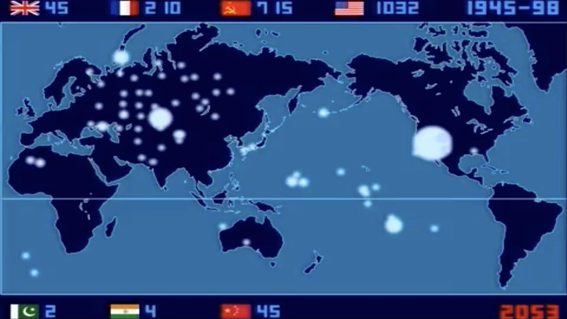A Time-Lapse Map of Every Nuclear Explosion Since 1945 background