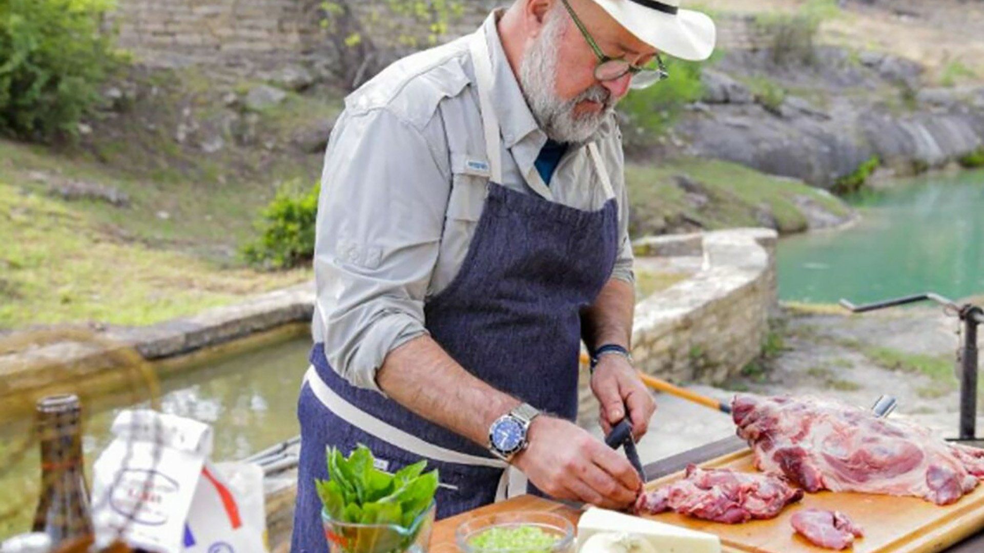 Andrew Zimmern's Field to Fire background