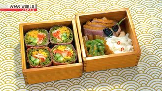Episode 12 Soba Sushi Roll Bento & Colorful Spring Roll Bento
