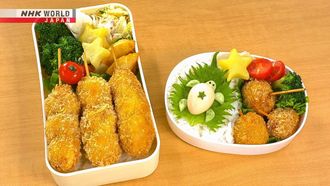 Episode 19 Dashimaki Egg Sandwich Bento & Fried Meat-wrapped Quail Eggs Bento