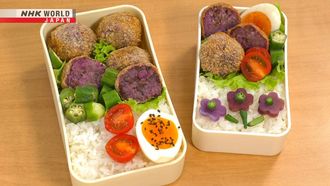 Episode 11 Curry Goya Champuru Bento & Purple Sweet Potato Korokke Bento