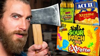 Episode 91 Extreme vs Original Snacks Taste Test (Axe Throwing Game)