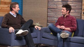 Episode 9 Adam Scott Wears a Red Oxford Shirt & Jeans